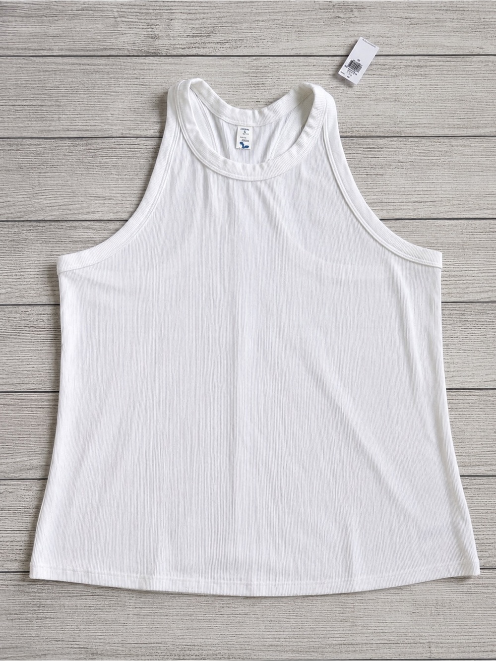NWT Old Navy Go-Dry UltraLite White Ribbed High Neck Tank Top